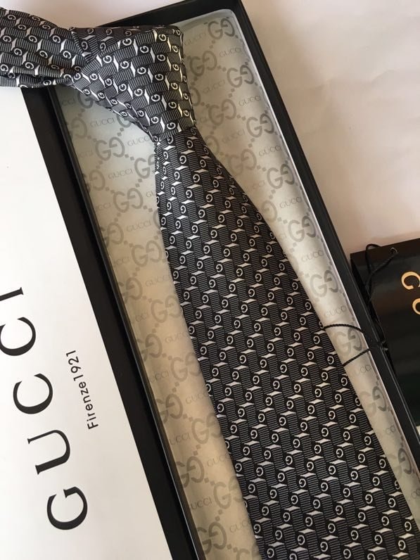Gucci G Silk Jacquard Tie Dark Grey GG Men Tie