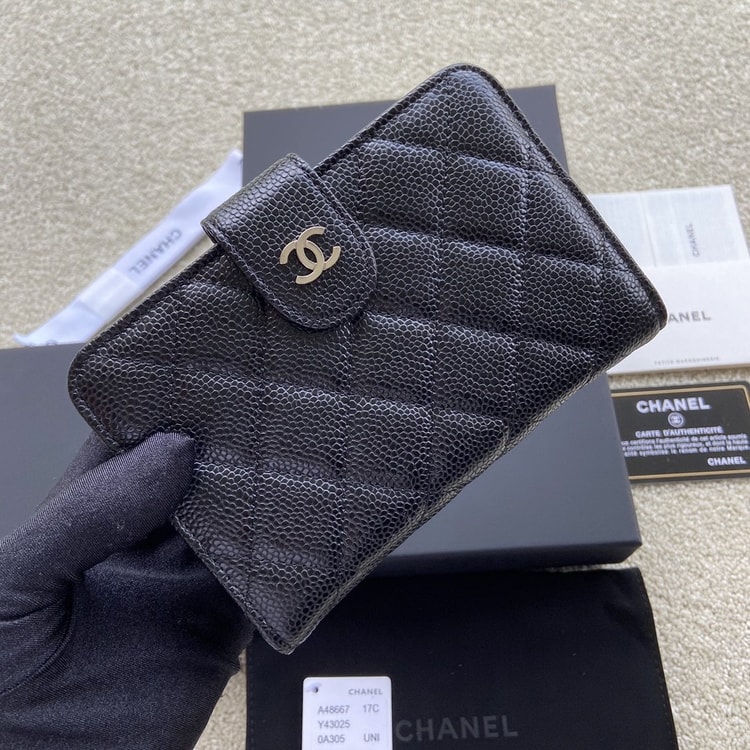 Chanel CO-CO Flap Wallet 15cm/5.9in Silver Hardware For Women Black 