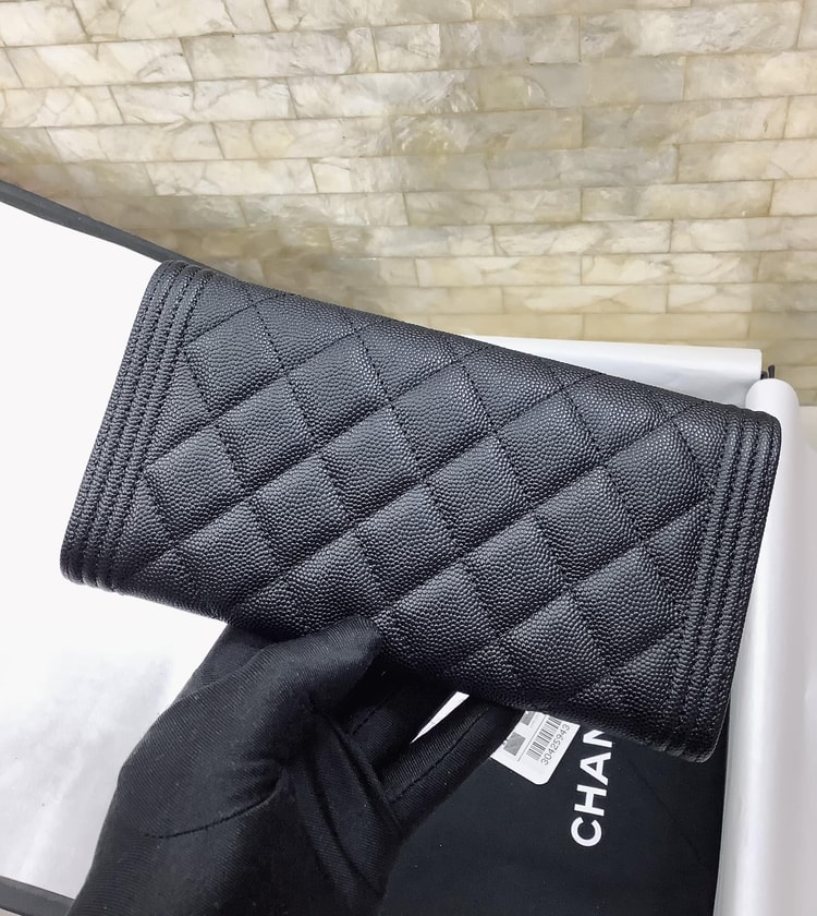 Chanel CO-CO Long Flap Wallet 19.5cm/7.7in Silver Hardware For Women Black