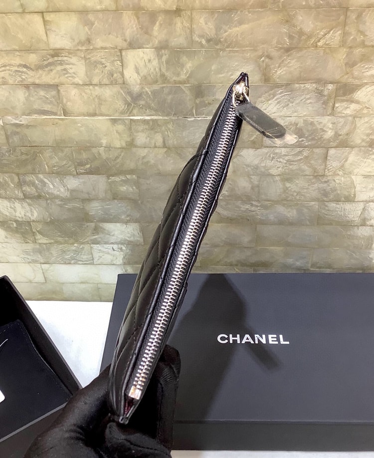 Chanel CO-CO Mini Pouch Wallet 19cm/7.5in Silver Hardware For Women Black