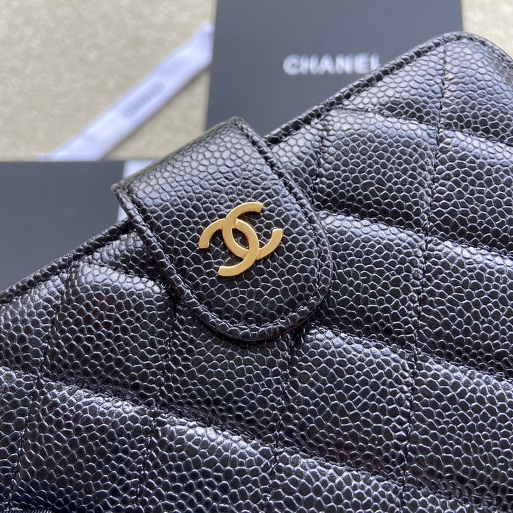 Chanel CO-CO Flap Wallet 15cm/5.9in Gold Hardware For Women Black