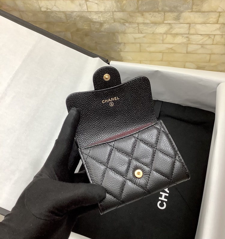 Chanel CO-CO Classic Card Holder 11cm/4.4in Gold Hardware For Women Black