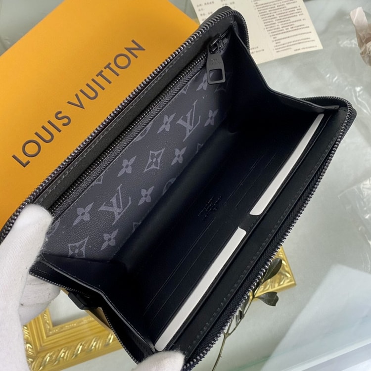 Louis Vuitton Zippy Wallet Trunk Monogram Eclipse For Men, Men's Wallet 7.7in/19.5cm LV M80558