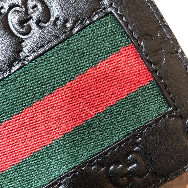 Gucci Signature Web Wallet Black Green and red Web For Men 4.5in/11cm GG 408827 CWCLN 1060