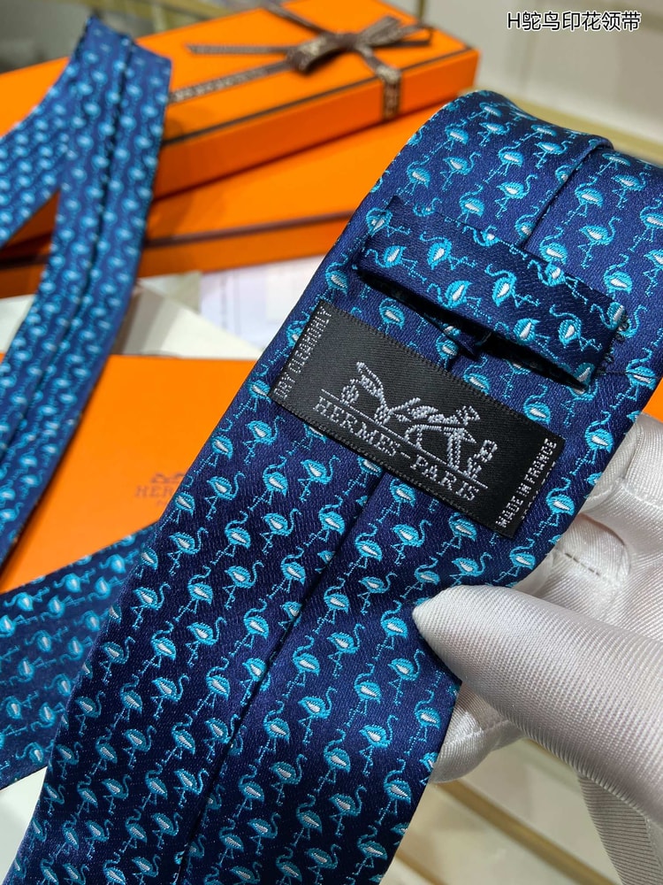 Hermes Crane Motif Tie Blue Hermes Men Tie