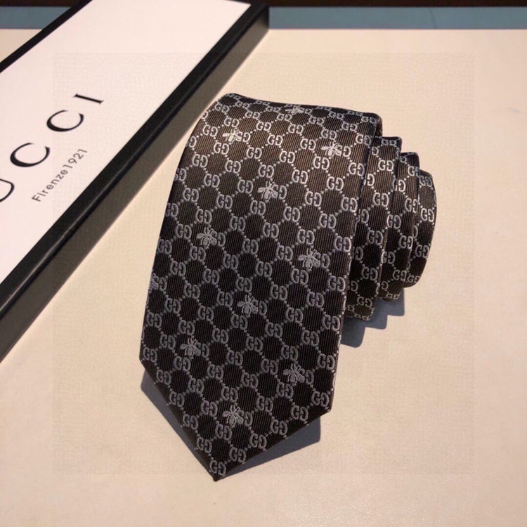 Gucci GG Bees Silk Tie Black GG Men Tie  ‎545078 4E002 1062