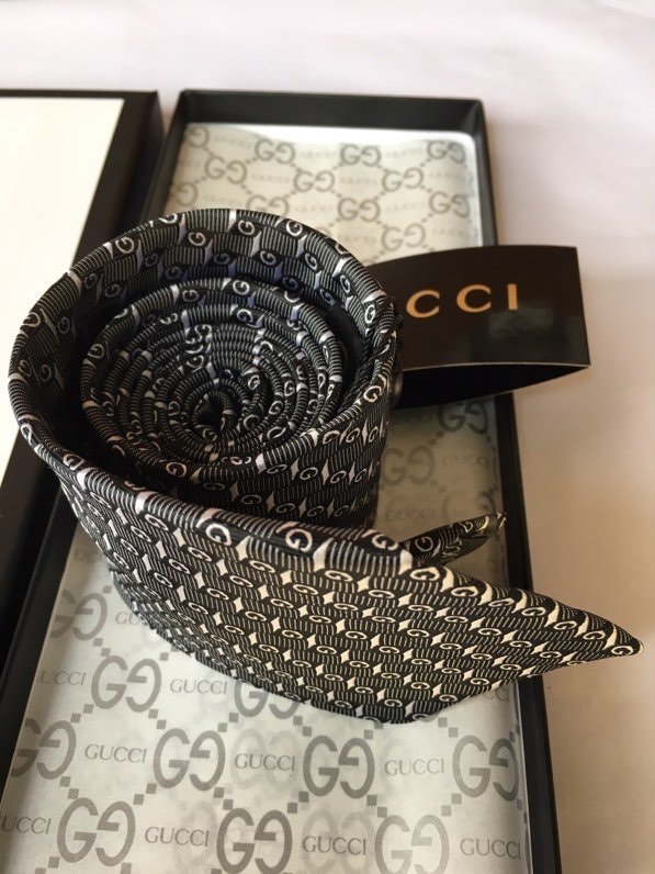 Gucci G Silk Jacquard Tie Dark Grey GG Men Tie