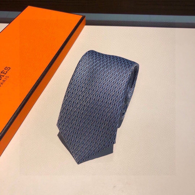 Hermes Tie With Spiral Pattern Grey Hermes Men Tie