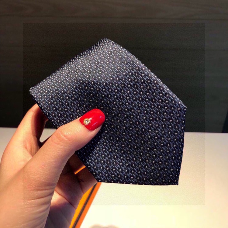 Hermes Tie 7 Faconnee New H Tie Marine Hermes Men Tie H036201T 02