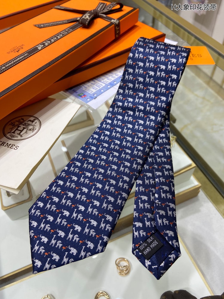 Hermes Animal Motif Tie Marine Hermes Men Tie