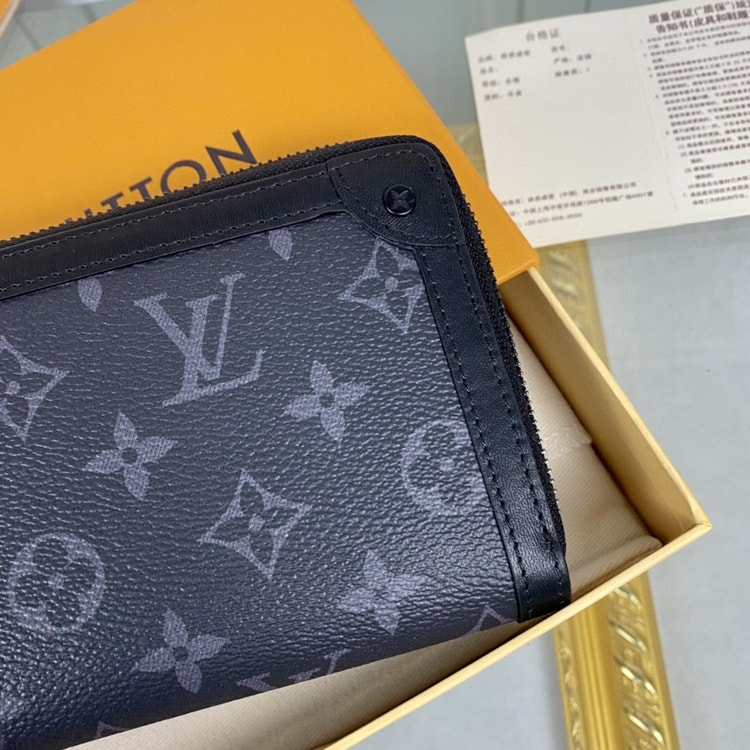Louis Vuitton Zippy Wallet Trunk Monogram Eclipse For Men, Men's Wallet 7.7in/19.5cm LV M80558
