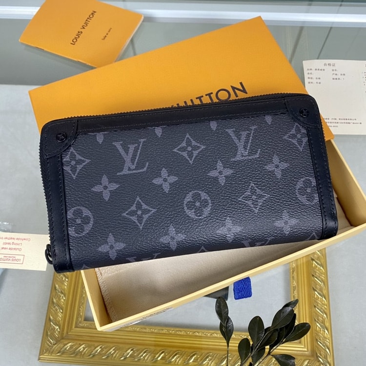 Louis Vuitton Zippy Wallet Trunk Monogram Eclipse For Men, Men's Wallet 7.7in/19.5cm LV M80558