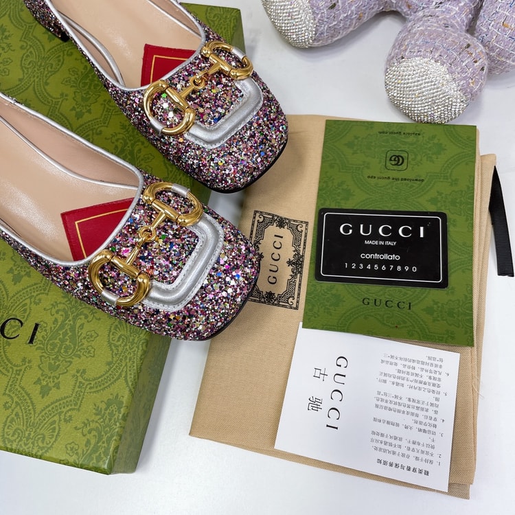 Gucci Lovelight Crystal Ballet Flat With Horsebit Multicolor For Women GG 707703 KSP20 8461