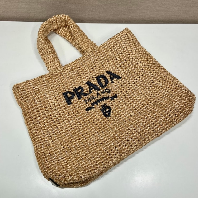 Prada Raffia Tote Bag Beige