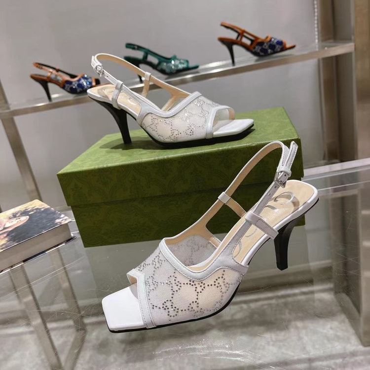 Gucci Women's GG Slingback Mid-Heel Pump White For Women GG