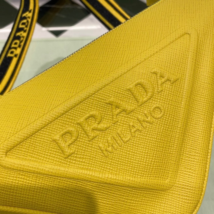 [True-to-ORIGINAL] Prada Saffiano Triangle Bag Yellow For Women, Women's Bags 11in/28cm 2VH155_2FAD_F0377_V_OOO