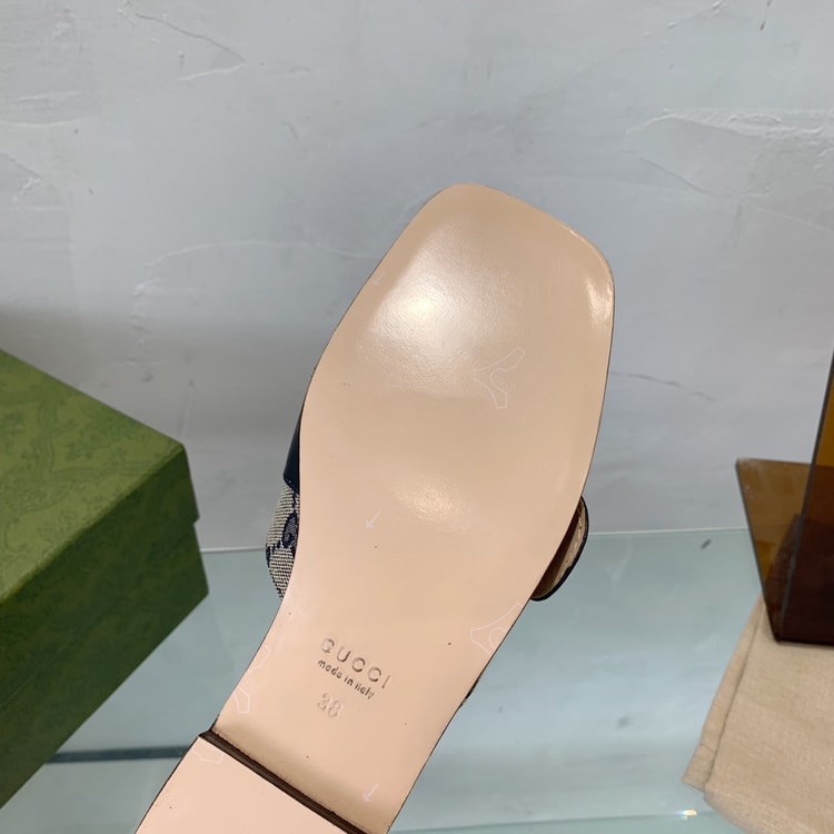 Gucci Blondie Matelasse Canvas Slide Sandal Black For Women GG