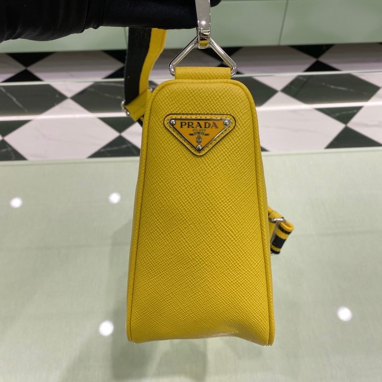 [True-to-ORIGINAL] Prada Saffiano Triangle Bag Yellow For Women, Women's Bags 11in/28cm 2VH155_2FAD_F0377_V_OOO