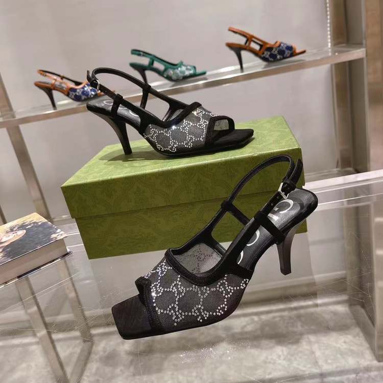 Gucci Women's GG Slingback Mid-Heel Pump Black For Women GG