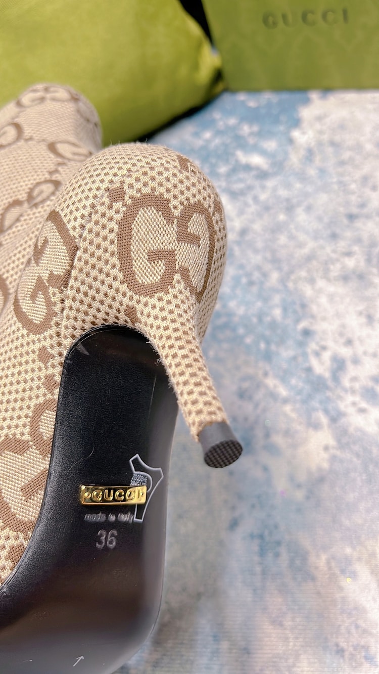 Gucci Women's Lisa Monogram Canvas Ankle Boot Beige For Women GG