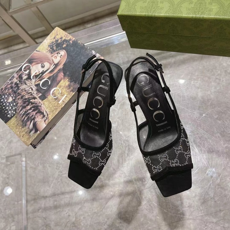 Gucci Women's GG Slingback Mid-Heel Pump Black For Women GG