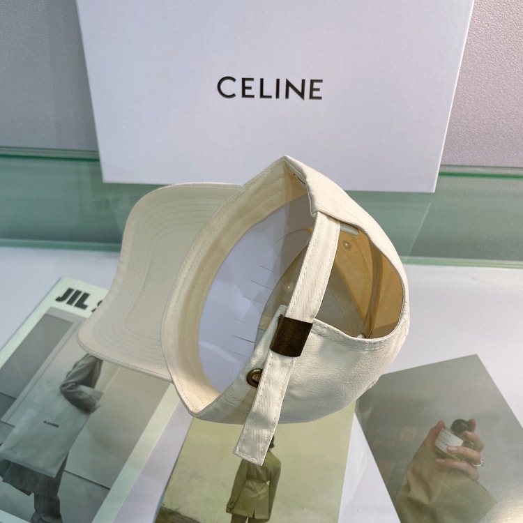 Celine Baseball Cap In Cotton Beige
