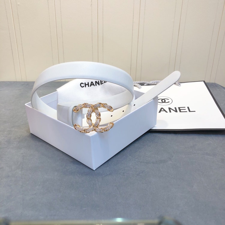 Chanel Belt With Double C Buckle White Women Belt