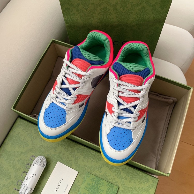 Gucci Women's Basket Sneaker White Pink And Blue For Women 661311 2SH80 9063