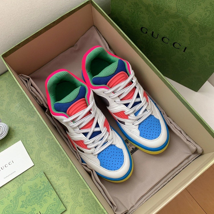 Gucci Women's Basket Sneaker White Pink And Blue For Women 661311 2SH80 9063