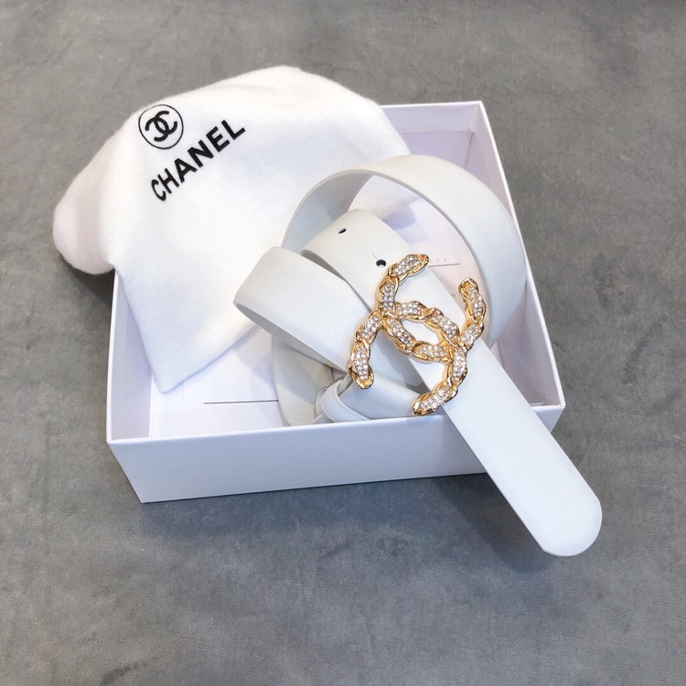 Chanel Belt With Double C Buckle White Women Belt
