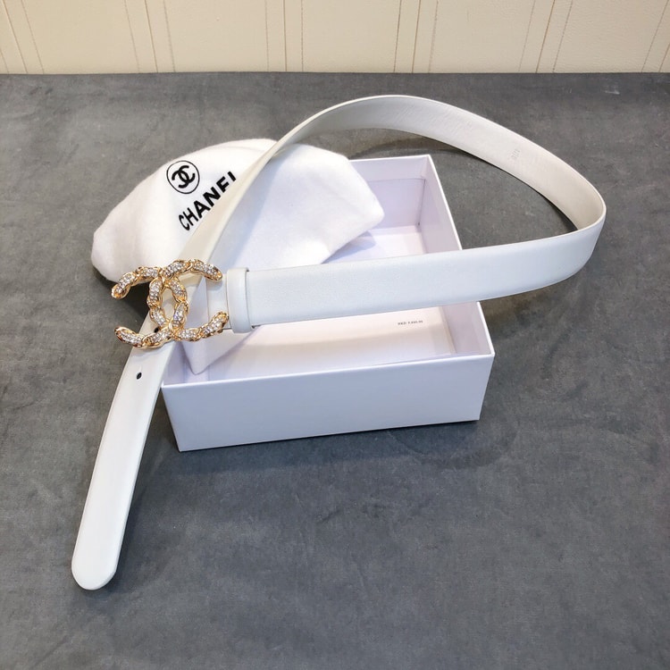 Chanel Belt With Double C Buckle White Women Belt