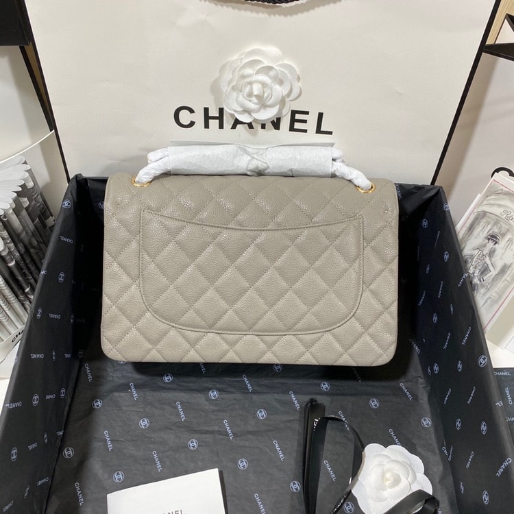 [True-to-ORIGINAL] Chanel Large Classic Handbag Gold Hardware Grey For Women, Women's Handbags, Shoulder Bags 11.8in/30cm