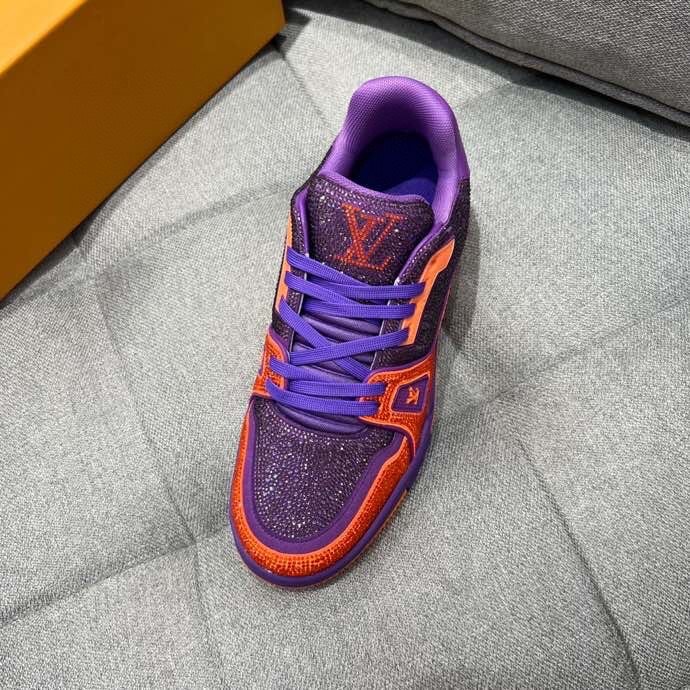 Louis Vuittion LV Trainer Sneaker Purple For Men LV 1AA6QF