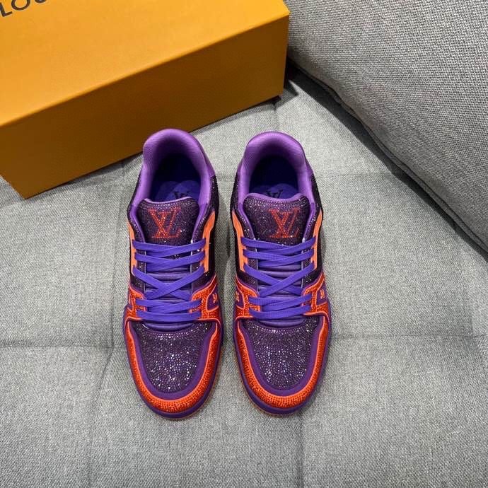 Louis Vuittion LV Trainer Sneaker Purple For Men LV 1AA6QF