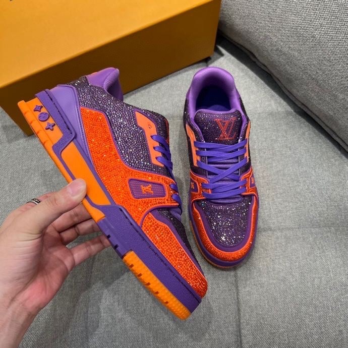 Louis Vuittion LV Trainer Sneaker Purple For Men LV 1AA6QF