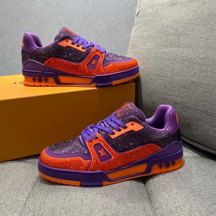 Louis Vuittion LV Trainer Sneaker Purple For Men LV 1AA6QF