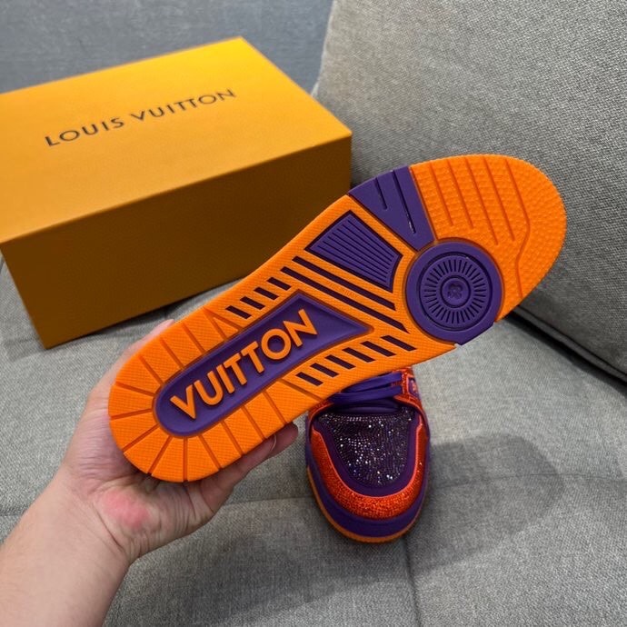 Louis Vuittion LV Trainer Sneaker Purple For Men LV 1AA6QF