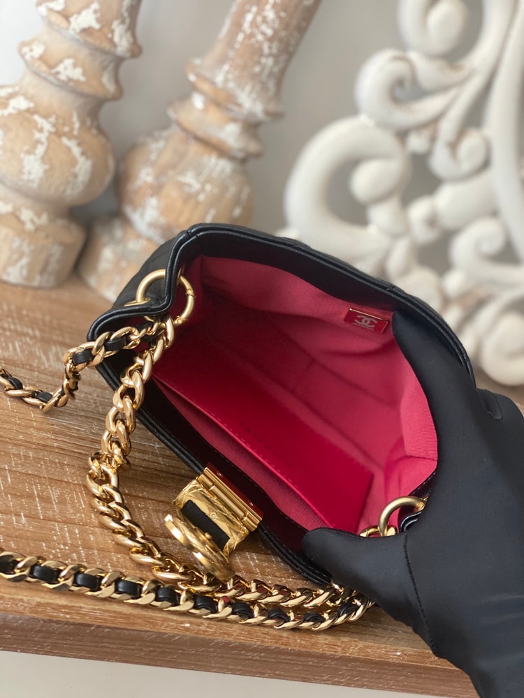 Chanel Small Hobo Bag Gold Hardware Black