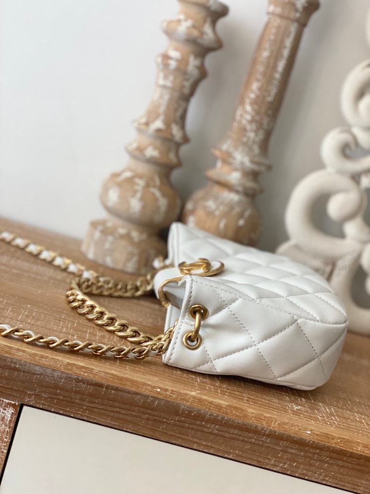 Chanel Small Hobo Bag Gold Hardware White