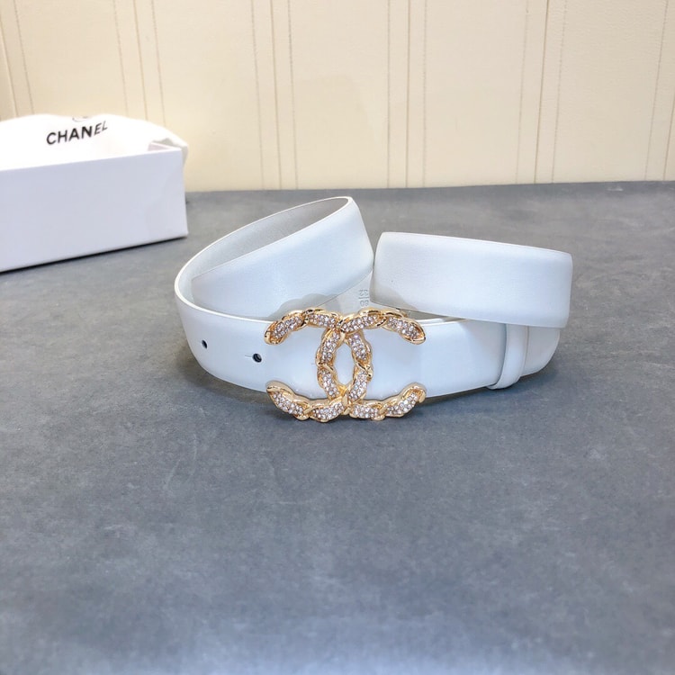 Chanel Belt With Double C Buckle White Women Belt