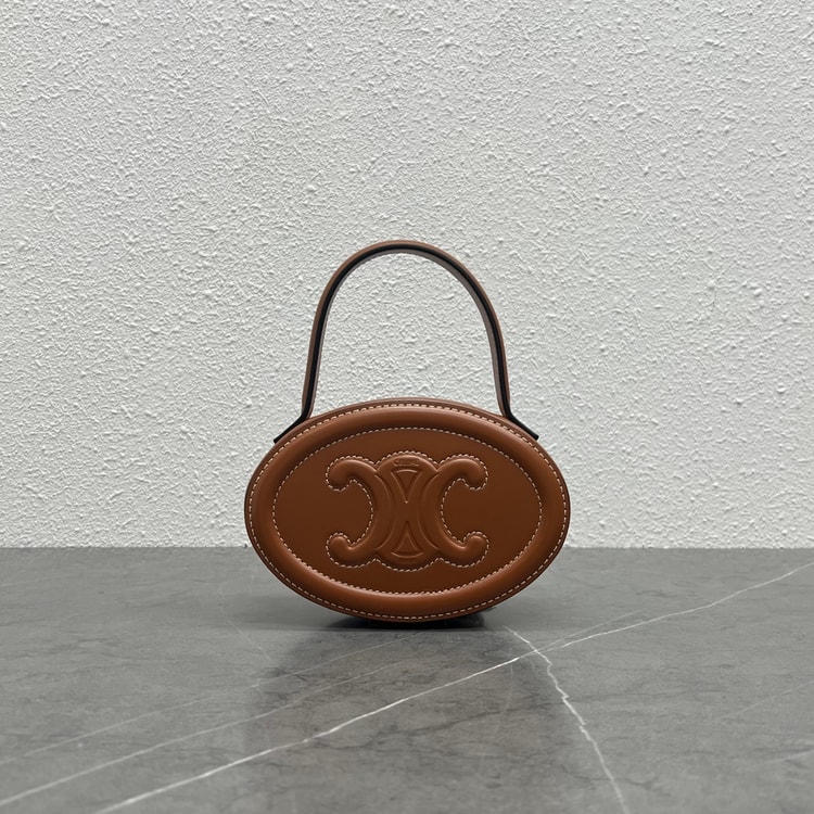 Celine Oval Minaudiere Cuir Triomphe Brown For Women 6in/11.5cm 198613DU6.04LU