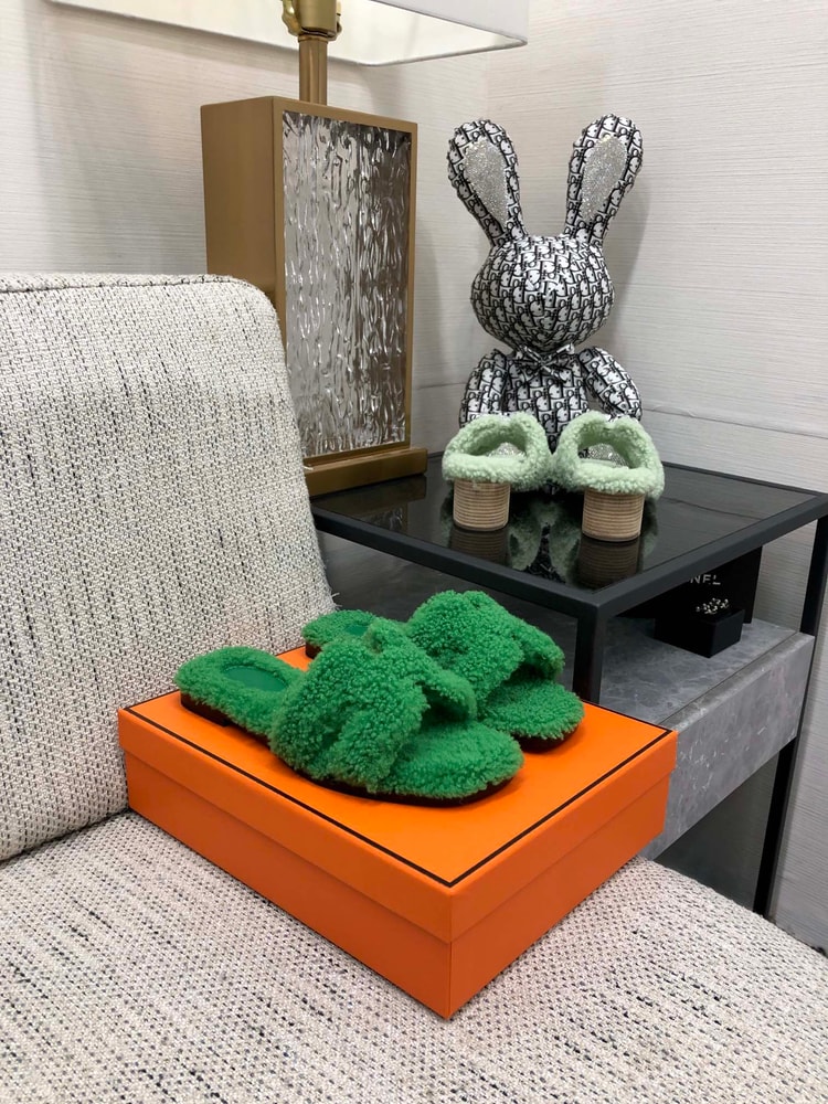 Hermes Oran Sandal Green For Women