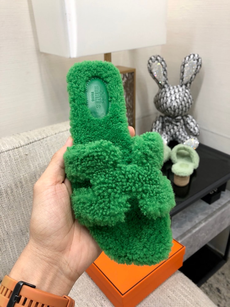 Hermes Oran Sandal Green For Women