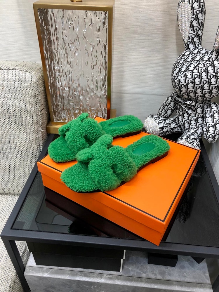 Hermes Oran Sandal Green For Women