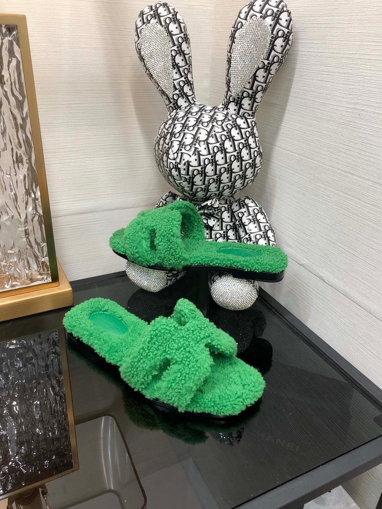 Hermes Oran Sandal Green For Women