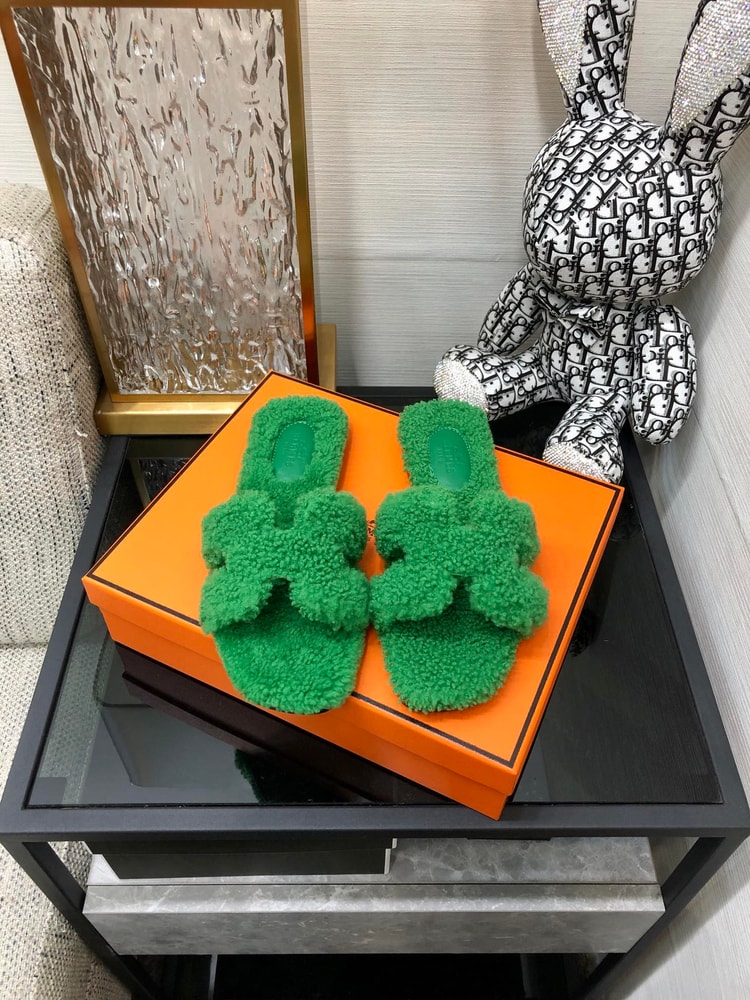 Hermes Oran Sandal Green For Women